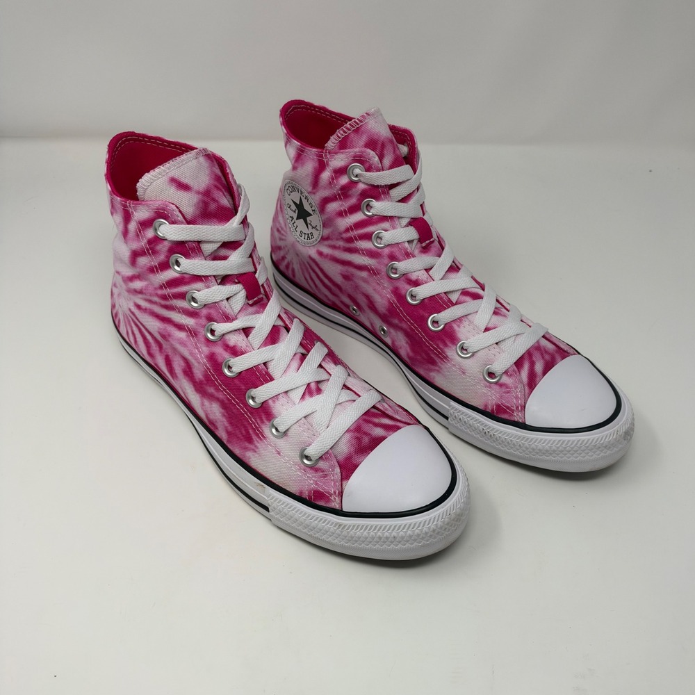 Converse Chuck Taylor High Top Unisex 11.5W 9.5M Pink Tie Dye Canvas Sneakers